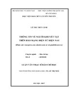 Thông tin về người khuyết tật trên báo mạng điện tử hiện nay (khảo sát vnexpress net, dantri com vn và giadinh net vn) 