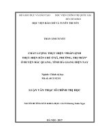 Chất lượng thực hiện “pháp lệnh thực hiện dân chủ ở xã, phường, thị trấn” ở huyện bắc quang, tỉnh hà giang hiện nay” 