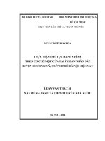 Thực hiện thủ tục hành chính theo cơ chế một cửa tại ủy ban nhân dân huyện chương mỹ, thành phố hà nội hiện nay 