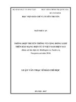 Thông điệp truyền thông về cộng đồng lgbt trên báo mạng điện tử ở việt nam hiện nay (khảo sát báo điện tử motthegioi vn, tuoitre vn, vnexpress net năm 2016) 