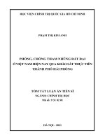 Phòng, chống tham nhũng đất đai ở việt nam hiện nay qua khảo sát thực tiễn thành phố hải phòng TT 