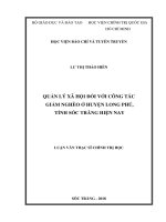 Quản lý xã hội đối với công tác giảm nghèo ở huyện long phú, tỉnh sóc trăng hiện nay 