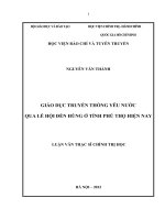Giáo dục truyền thống yêu nước qua lễ hội đền hùng ở tỉnh phú thọ hiện nay 