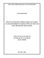 Nhân tố ảnh hưởng tới hoạt động xuất khẩu của doanh nghiệp xuất khẩu nông sản việt nam sang thị trường trung quốc TT 