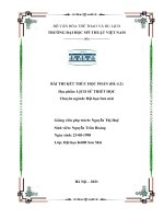 BÀI THI KẾT THÚC HỌC PHẦN (HL-L2) Học phần LỊCH SỬ TRIẾT HỌC