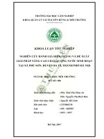 Khoá luận nghiên cứu đánh giá hiện trạng và đề xuất giải pháp nâng cao chất lượng nước sinh hoạt tại xã phú sơn, huyện ba vì, thành phố hà nội 