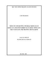 Nhân tố ảnh hưởng tới hoạt động xuất khẩu của doanh nghiệp xuất khẩu nông sản việt nam sang thị trường trung quốc 