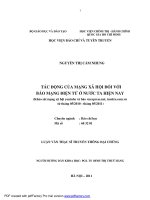Tác động của mạng xã hội đối với báo mạng điện tử ở nước ta hiện nay (khảo sát mạng xã hội youtube và báo vnexpress net, tuoitre com vn        từ tháng 052010   tháng 052011) 