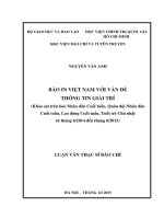 Báo in việt nam với vấn đề thông tin giải trí (khảo sát trên báo nhân dân cuối tuần, quân đội nhân dân cuối tuần, lao động cuối tuần, tuổi trẻ chủ nhật từ tháng 62014 đến tháng 62015) 