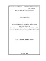 Quản lý thông tin khoa học   công nghệ trên truyền hình (khảo sát hai chương trình khoa học – công nghệ và cuộc sống, kênh truyền hình nhân dân và sáng kiến   giải pháp, kênh vtv2 năm 2018) 