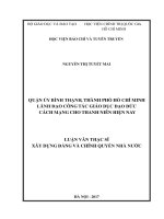 Quận ủy bình thạnh, thành phố hồ chí minh lãnh đạo công tác giáo dục đạo đức cách mạng cho thanh niên hiện nay 