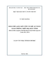 Báo chí lạng sơn với vấn đề an toàn giao thông trên địa bàn tỉnh (khảo sát báo lạng sơn, đài phát thanh   truyền hình lạng sơn 2 năm 2014, 2015) 
