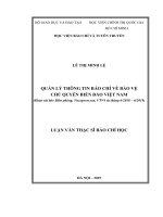 Quản lý thông tin báo chí về bảo vệ chủ quyền biển đảo việt nam (khảo sát báo biên phòng, vnexpress net, vtv4 từ tháng 62018 – 62019) 