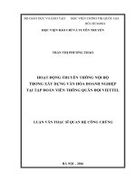 Hoạt động truyền thông nội bộ trong xây dựng văn hóa doanh nghiệp tại tập đoàn viễn thông quân đội viettel 