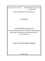 Báo in cho trẻ em việt nam với vấn đề giáo dục kỹ năng sống cho trẻ em (khảo sát báo nhi đồng, thiếu niên tiền phong, hoa học trò, mực tím năm 2015) 