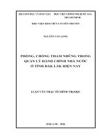 Phòng, chống tham nhũng trong quản lý hành chính nhà nước ở tỉnh đắk lắk hiện nay 
