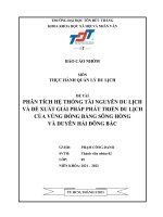 PHÂN TÍCH HỆ THỐNG TÀI NGUYÊN DU LỊCH VÀ ĐỀ XUẤT GIẢI PHÁP PHÁT TRIỂN DU LỊCH CỦA VÙNG ĐỒNG BẰNG SÔNG HỒNG  VÀ DUYÊN HẢI ĐÔNG BẮC