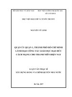 Quận ủy quận 1, thành phố hồ chí minh lãnh đạo công tác giáo dục đạo đức cách mạng cho thanh niên hiện nay 