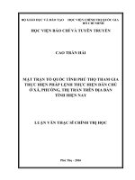 Mặt trận tổ quốc tỉnh phú thọ tham gia thực hiện pháp lệnh thực hiện dân chủ ở xã, phường, thị trấn trên địa bàn tỉnh hiện nay 