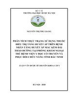 Phân tích thực trạng sử dụng thuốc điều trị tăng huyết áp trên bệnh nhân tăng huyết áp mắc kèm đái tháo đường tại phòng khám ngoại trú bệnh viện y học cổ truyền và phục hồi chức năng tỉnh bắc ninh 