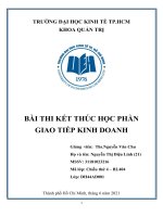 Tiểu luận giao tiếp trong kinh doanh | Đại học UEH | Tiểu luận cuối kỳ
