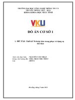 ĐỒ ÁN CƠ SỞ 1. ĐỀ TÀI: Thiết kế Website bán trang phục và dụng cụ thể thao. THS. TRẦN THU THỦY