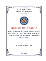 Khóa luận tốt nghiệp Quản trị kinh doanh: Nâng cao lòng trung thành của khách hàng cá nhân đối với thương hiệu BHNT tại Công ty TNHH BHNT Prudential – Chi nhánh Huế