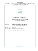 KẾT QUẢ THỰC HIỆN ĐỀ TÀI KH&CNCẤP ĐẠI HỌC QUỐC GIATên đề tài: PHÁP LUẬT VỀ BẢO VỆ MÔI TRƯỜNG TẠI KHU CÔNG NGHIỆP Ở VIỆT NAM Chủ nhiệm đề tài: PGS.TS. DOÃN HỒNG NHUNG