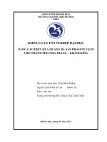 NÂNG CAO HIỆU QUẢ QUẢNG bá sản PHẨM DU LỊCH cho thành phố nha trang khánh hòa