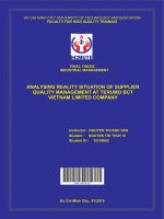 Analyzing reality situation of supplier quality management at terumo bct vietnam limited company 
