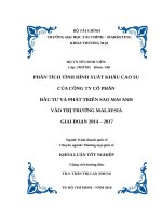 PHÂN TÍCH TÌNH HÌNH XUẤT KHẨU CAO SU CỦA CÔNG TY CỔ PHẦN ĐẦU TƯ VÀ PHÁT TRIỂN SAO MAI ANH VÀO THỊ TRƯỜNG MALAYSIA GIAI ĐOẠN 2014 – 2017