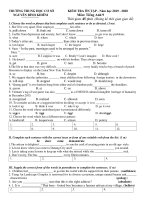 Đề kiểm tra tiếng Anh Lớp 9 thí điểm HKI