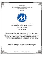 GIẢI PHÁP HOÀN THIỆN NGHIỆP VỤ TỔ CHỨC THỰC HIỆN HỢP ĐỒNG XUẤT KHẨU NGUYÊN CONTAINER MẶT HÀNG HẠT ĐIỀU BẰNG ĐƯỜNG BIỂN CỦA CÔNG TY TRÁCH NHIỆM HỮU HẠN MỘT THÀNH VIÊN QUA