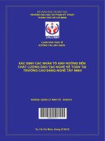 Xác định nhân tố ảnh hưởng đến chất lượng đào tạo nghề kế toán tại trường cao đăng nghề tây ninh 