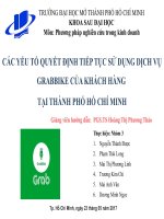 CÁC YẾU TỐ QUYẾT ĐỊNH TIẾP TỤC SỬ DỤNG DỊCH VỤ GRABBIKE CỦA KHÁCH HÀNG TẠI THÀNH PHỐ HỒ CHÍ MINH 