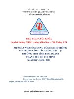 QUẢN lý VIỆC ỨNG DỤNG CÔNG NGHỆ THÔNG TIN TRONG CÔNG tác GIẢNG dạy tại TRƢỜNG THPT BÌNH PHÚ, QUẬN 6 THÀNH PHỐ hồ CHÍ MINH năm học 2020   2021 