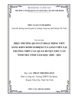 HIỆU TRƯỞNG QUẢN lý HOẠT ĐỘNG VIẾT SÁNG KIẾN KINH NGHIỆM của GIÁO VIÊN tại TRƯỜNG THPT cầu QUAN HUYỆN TIỂU cần TỈNH TRÀ VINH năm học 2020 – 2021 