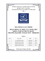 Hoạt động tự học của sinh viên khoa ngôn ngữ và văn hóa trung quốc trường đại học ngoại ngữ ĐHQGHN 