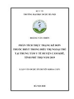 Phân tích thực trạng kê đơn thuốc bảo hiểm xã hội trong điều trị ngoại trú tại trung tâm y tế huyện cẩm khê, tỉnh phú thọ năm 2019 