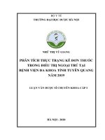 Phân tích thực trạng kê đơn thuốc trong điều trị ngoại trú tại bệnh viện đa khoa tỉnh tuyên quang năm 2019 