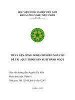 ĐỀ TÀI: QUY TRÌNH SẢN XUẤT BÁNH ĐẬU XANH