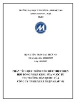 PHÂN TÍCH QUY TRÌNH TỔ CHỨC THỰC HIỆN HỢP ĐỒNG NHẬP KHẨU SỮA NƯỚC TỪ THỊ TRƯỜNG HÀN QUỐC CỦA CÔNG TY TNHH XUẤT NHẬP KHẨU VK