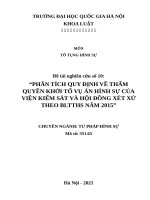 Thẩm quyền khởi tố vụ án hình sự của Viện kiểm sát và Hội đồng xét xử