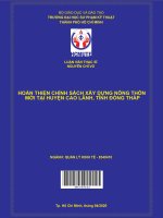 (Luận văn thạc sĩ) hoàn thiện chính sách xây dựng nông thôn mới tại huyện cao lãnh, tỉnh đồng tháp 
