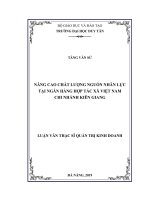 Nâng cao chất lượng nguồn nhân lực tại Ngân hàng Hợp tác xã Việt Nam – Chi nhánh Kiên Giang