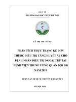 Phân tích thực trạng kê đơn thuốc điều trị tăng huyết áp cho bệnh nhân điều trị ngoại trú tại bệnh viện trung ương quân đội 108 năm 2019 