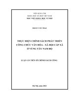 Thực hiện chính sách phát triển công chức văn hóa   xã hội cấp xã ở vùng tây nam bộ 