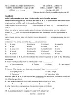 Đề kiểm tra giữa học kì 1 môn Tiếng Anh lớp 11 năm 2021-2022 - Trường THPT Lương Ngọc Quyến