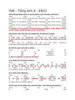 đáp án môn viết tiếng anh 4