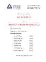Báo cáo cuối kỳ môn học ĐẦU TƯ QUỐC TẾ Dự án HOMESTAY THINKER DREAMER ĐÀ LẠT